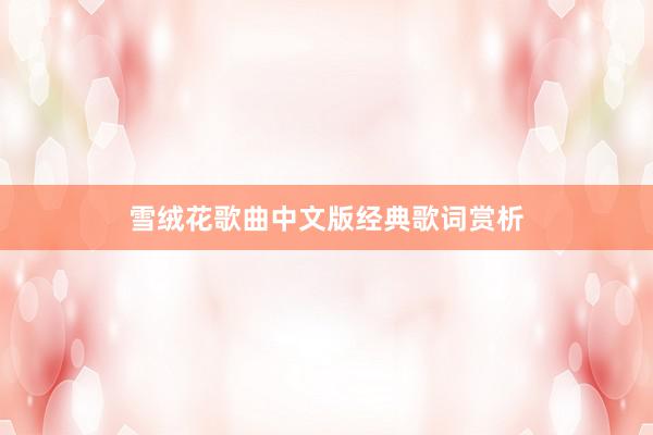 雪绒花歌曲中文版经典歌词赏析